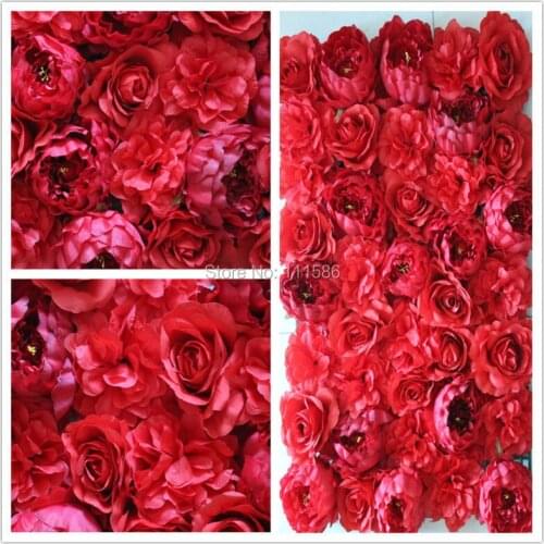 SPR Free Shipping- red Artificialsilk rose penoy flower wall mat wedding backdrop decoration flowers higher quality more desen