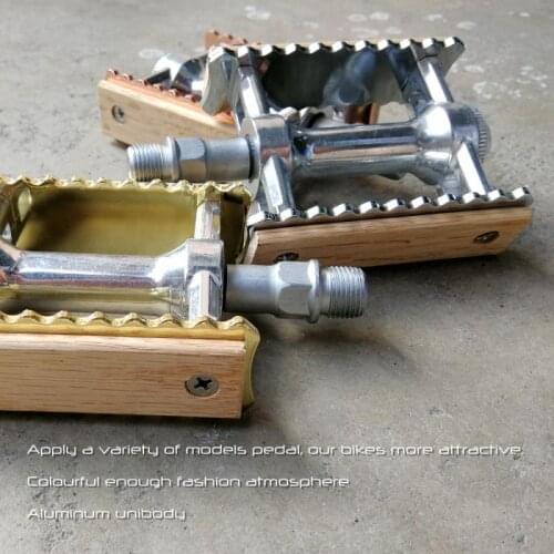 Classical Retro Wooden Waterproof Dustproof Non-slip Pedals Bicycle Pedals Ultralight Bike Aluminum Alloy MTB Road Bike Cycling