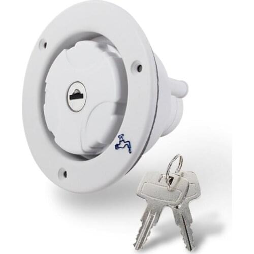 Fresh water inlet locakable cap supplied with two keys suitable for most fresh water inlets on motorhomes caravans and boats