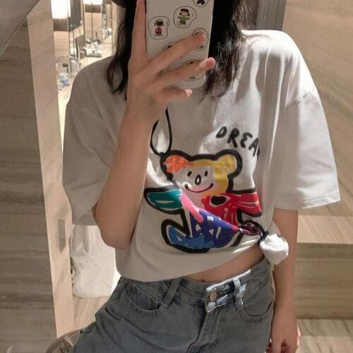 New Loose Large Size Short-sleeved T-shirt Womens Half-sleeved Round Neck Korean Version of The Wild 2021 Summer Street Style