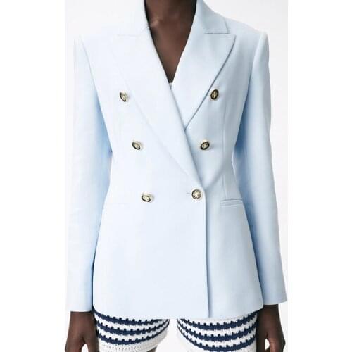 CP Office Lady Notched Double Breasted Blazers Women Vogue Pockets Jackets Women Elegant Solid Long Sleeve Suits Female Ladies