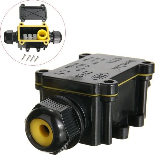 Black Electrical Junction Box 2 Way Waterproof Junction Box For Outdoor Lighting Cable Protection Connector External Wiring IP68