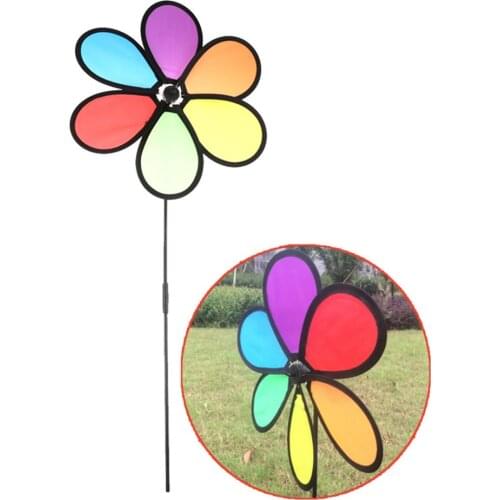 1pcs Classic Toys Colorful Rainbow Dazy Flower Spinner Wind Windmill Garden Yard Outdoor Decor Color Randomly