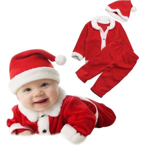 2021 Children Baby Clothing Set 3pcs Infant Santa baby Clothes Christmas Tops+Pants+Hat Costume Kids Clothes Set For Girls Boys