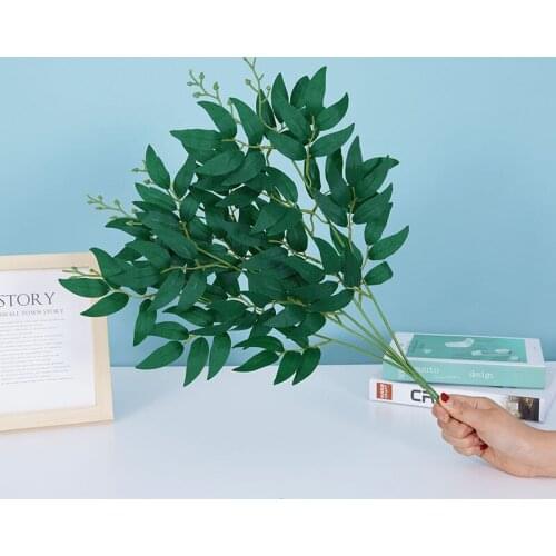 2021 Artificial Silk Willow Branch Willow Leaf DIY Party No Vase Bouquet Garland Garden Fake Plants Home Decoration Accessories