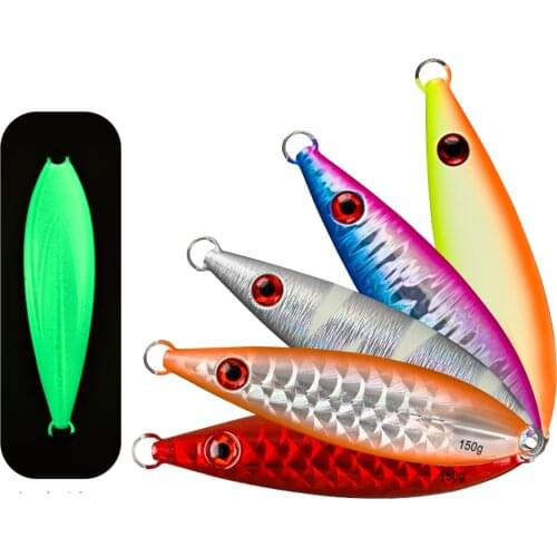 5PCS Deep sea Fishing Glow Stripe Zebra Jigging Slow sinking Jig Hook Lure Jigbait spoon baits 150g200g300g400g