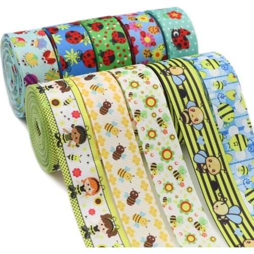 5 Yards 1"25MM Grosgrain Ribbon Insect Printed Ribbon For Hair Bows DIY Crafts Handmade Accessories Y2021010403