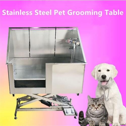 50 Inch Dog Grooming Tub Stainless Steel Pet Grooming Tub with adjustable height for Dog Washing Station Pet Bath Tub