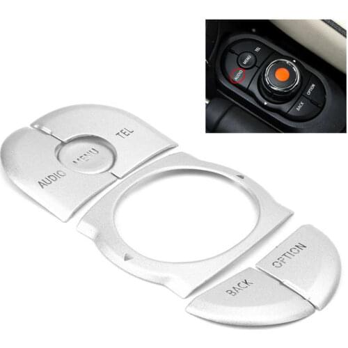 6PCS Aluminium Alloy Console Multimedia Panel Button Cover Silver Sticker Knob Trim For BMW MINI Cooper F55 F56 F57 2014-2017