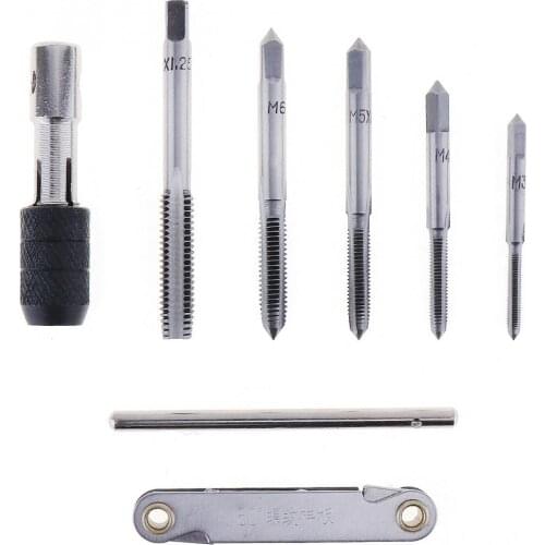 7pcs/set Multifunction T-type Screw Thread Taps Reamer with M3 M4 M5 M6 M8 Tap and Screw Gauge Set for Machine Hand Use