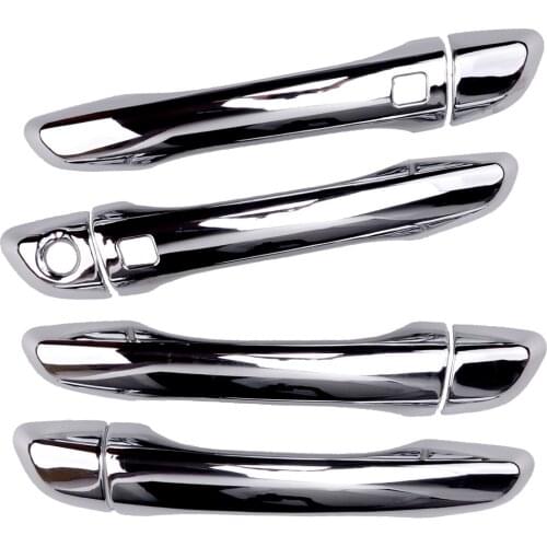 8Pcs/Set ABS Car Exterior Front Chrome Door Handle Cover Trim Smart Key Hole Fit For Hyundai Elantra 2017 2018 2019 2020 LHD