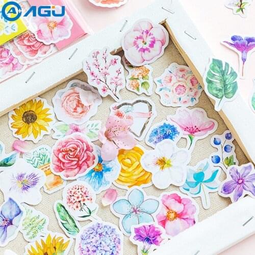 AAGU 45 Pcs/Pack Kawaii Japanese Decoracion Journal Cute Diary Flower Stickers Scrapbooking Flakes Stationery School Supplies