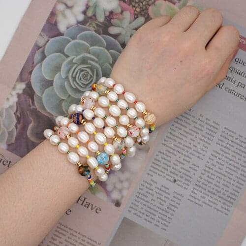 GO2BOHO Real Fresh Water Pearl Bracelet Bracelets Women Patchwork Beads Boho Gift Summer Jewelry Pulseras Mujer Moda Handmade