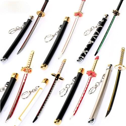 Japan Anime Demon Slayer Day-wheel Knife Model keychain Kamado Tanjirou Agatsuma Zenitsu Sabre model key chain