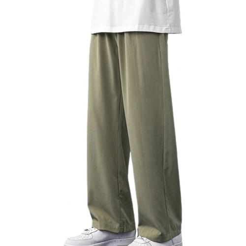 Men Pants Solid Color Fashion Ankle-Length Lightweight Straight Wide Leg Oversize Long Pants Casual Stylish Sweatpants