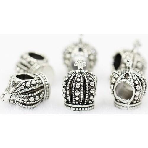 9mm*15mm European style charm bracelet beads Tibetan silver alloy ancient silver crown Beads loose beads DIY Jewelry Accessories