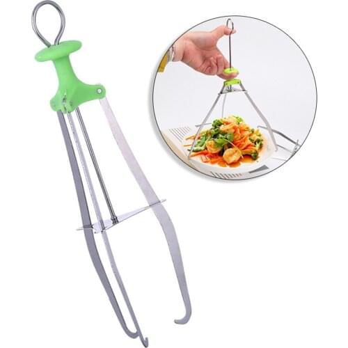 Stainless Steel Bowl Utensil Holder Dish Clamp Pot Pan Gripper Clip Hot Dish Plate Bowl Clip Tongs Silicone Handle Kitchen Tool
