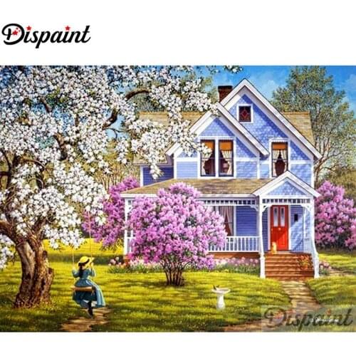 Dispaint Full Square/Round Drill 5D DIY Diamond Painting "House flower scenery"3D Embroidery Cross Stitch Home Decor Gift A10758