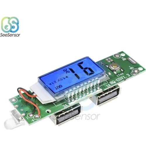 Dual USB 5V 1A 2.1A 18650 Battery Charger Board Mobile Power Bank Charge Charging Module PCB LCD Display For Arduino