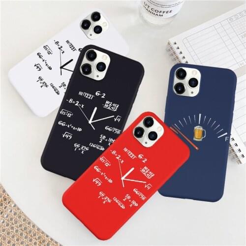 GYKZ Funny Math Clock Print Phone Case For iPhone 11 Pro 12 XS MAX 7 SE20 XR X 8 6Plus Cool Soft Silicone Matte Cover Coque Bag