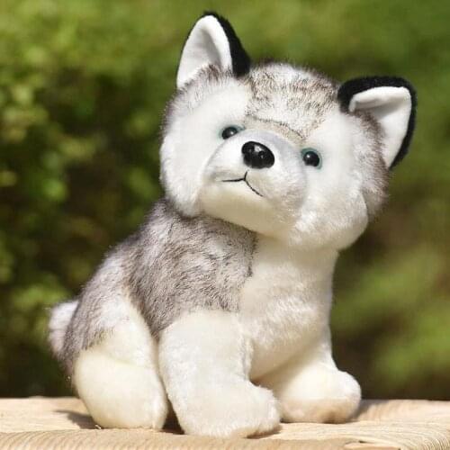 20cm Simulation Husky Plush Toy Black White Dog Doll Cartoon Soft Pp Cotton Blend Stuffed Toys Children Kids Pet Figurine Gift