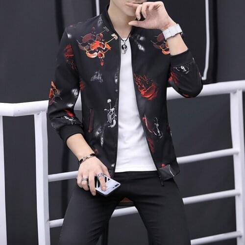Spring Autumn Thin Mens Jackets 2020 Fashion Casual Floral Printed Comfortable Breathable Jacket Coat Japanese Streetwear