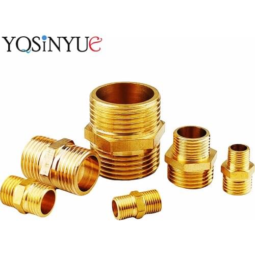 1PC Brass Pipe Hex Nipple Fitting 1/8" 1/4" 3/8" 1/2" 3/4" 1" BSP Male Thread Quick Adapter Coupler Connector for Water Oil Gas