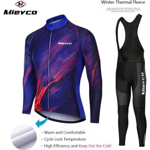 Thermal Fleece Bicicleta Clothing Men Winter Long Sleeve MTB Biker Racing Cycling Bib Pants Maillot Ciclismo Invierno Jumpsuit
