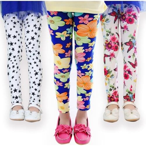 Girl Skinny Pants New Arrive Floral Printing Flower Girls Leggings Toddler Elastic Trousers Leggings 2-14Y Baby Kids Legging
