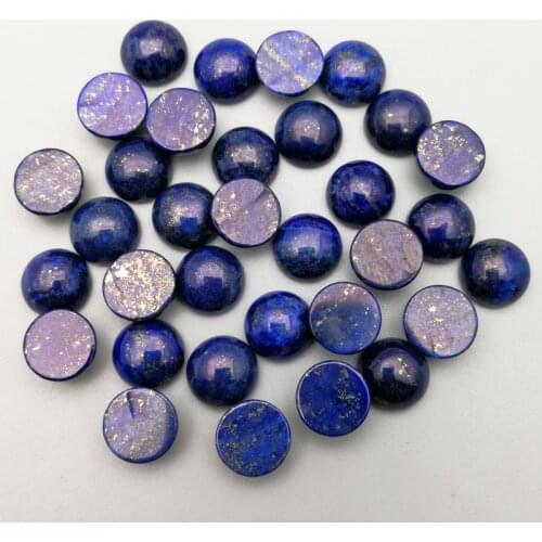 Wholesale fashion Natural stone beads charms 10mm lapis lazuli stone round cab cabochon no hole jewelry Free shipping 50pcs/lot