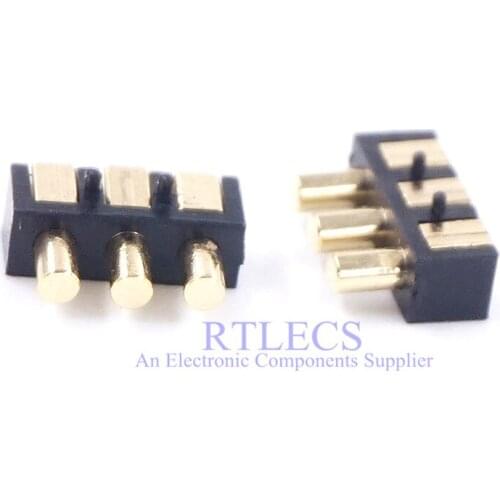 20 pcs Spring Loaded Pogo Pin Connector 3 Pin 2.5 mm Pitch 5.5 mm Height PCB Surface Mount SMT Right Angle Male Female Target