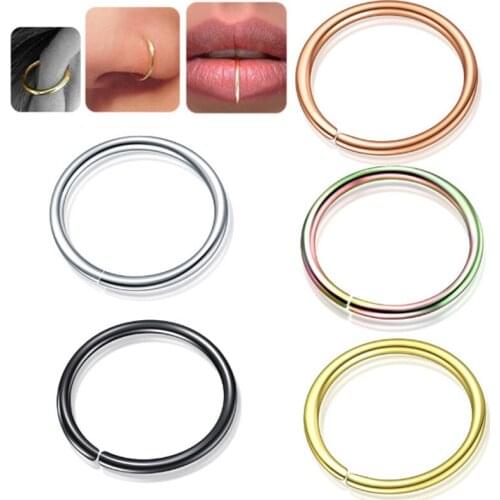 Plain Fake Nose Jewelry Hoop Clip on Ear Lip Stud Surgical Steel Gold Black Rainbow 18G 20G 22G 6mm 10mm Choose Size
