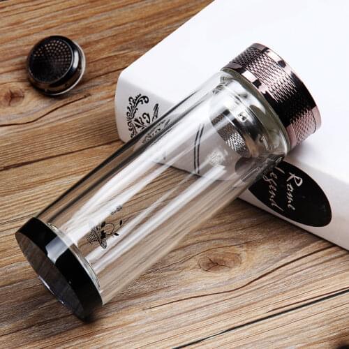 Transparent Double Layer Promotion Gift Water Cup Ad High Grade Transparent High Borosilicate Glass Water Bottles