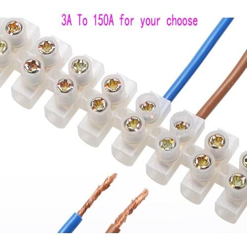 Wire connector Screw 12 Position terminal block 3A 5A 6A10A 15A 20A 30A 60A 80A 100A 150A Dual Row 12 Positions Barrier Strip