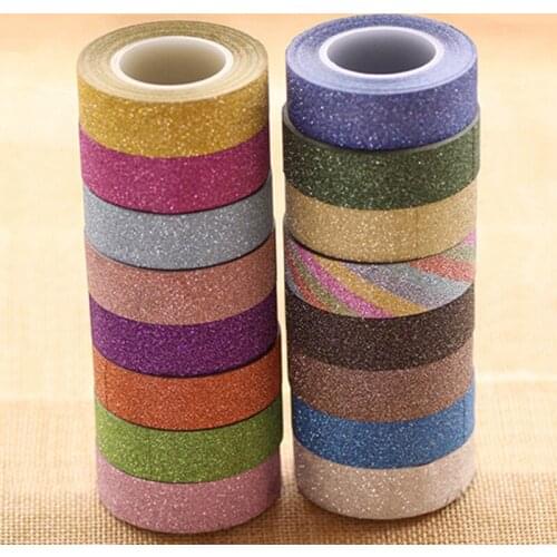 Hot Sale Self-adhesive Festival Decoration Birthday DIY Glitter Washi Tape Popular 15mm*10m Home Decoration Wedding 1PC