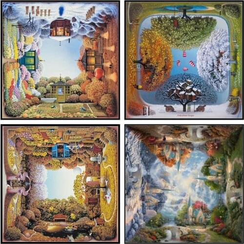 Counted Cross Stitch Kits Needlework Embroidery - 14 ct Aida DMC Color DIY Arts Handmade Home Decor - Four Seasons Collection