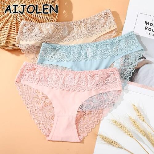 AIJOLEN Sexy Lace Underwear Seamless Womens Underpants Lace Young Women Transparent Hollow Solid Color Womens Panties