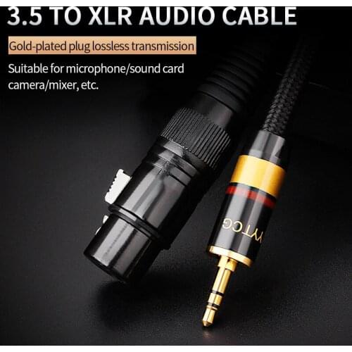 YYTCG Stereo Mini Male 3.5mm to XLR Female 3 pin Audio Cable For iPhone Mixer Amplifier Mixing Console Microphone 1.5m 3m 5m