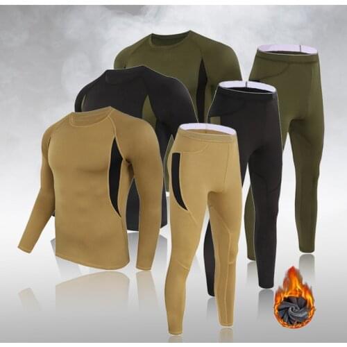 Mens Sports Wool Thick Thermal Underwear Set Winter Underwear Underwear Warm Clothes Plus Size S-3XL