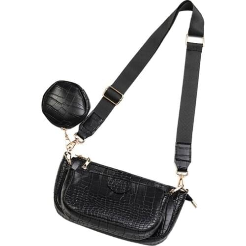 Alligator Pattern Soft PU Solid Color Chain Shoulder Bag Crocodile Pattern Women Crossbody Bag Handbags and Purse