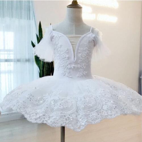 Tutú de Ballet profesional para adultos y niñas, Ropa de baile con perla blanca, vestido de bailarina para fiesta y Halloween