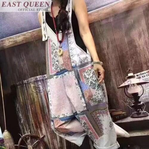 Indie folk women jumpsuits 2018 floral print loose casual wide leg trousers ankle-length pants fashion beach rompers DD692 L