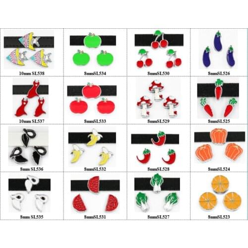 10pcs Halloween charms pumpkin & Fruits 8mm slide charms DIY charms Dia.8mm fit 8mm bracelets belts collar as Halloween gift