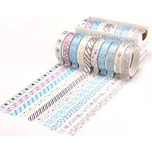 10 Pcs/set Decorative Cute Divine Gold Washi Tape Set Japanese Paper Stickers Scrapbooking Vintage Adhesive Washitape Stationary