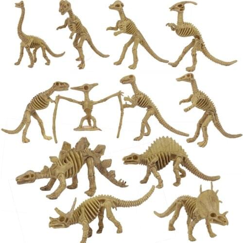 12pcs Jurassic Dinosaur Toy Skull Skeleton Figure Toys Dinosaur Model Simulation Dragon for Kids