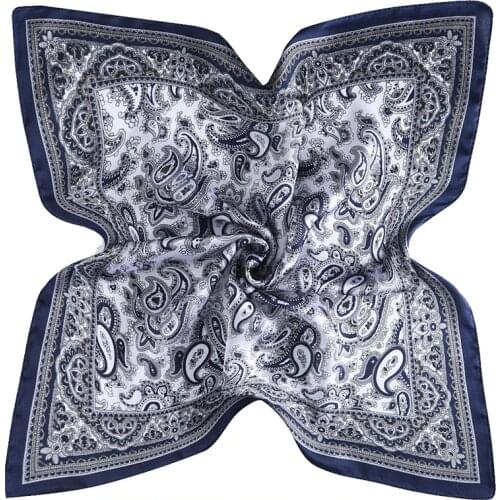 53cm Square Scarves Women Brand Silk Satin Paisley Bandanna Headband Neck Tie Band Neckerchief Turban