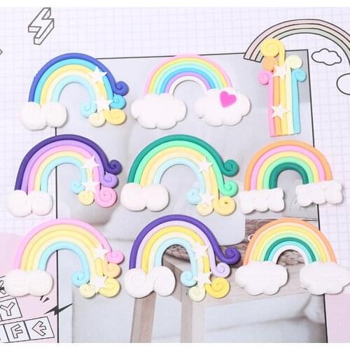 8Pcs Soft Clay Rainbow Crystal Mud DIY Handmade Decoration Accessories Stationery Box Phone Case Decor