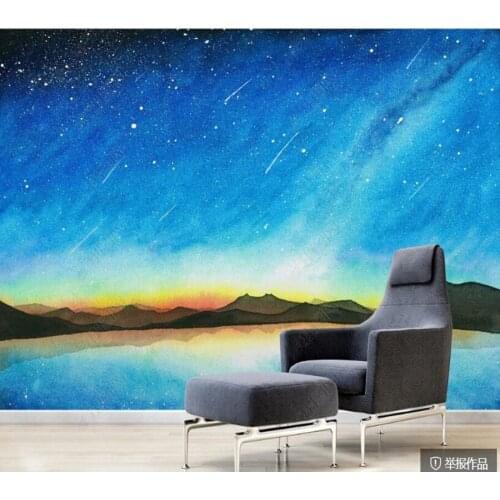 Papel de parede Abstract minimalist hills under the starry sky Background Wall 3D wallpaper mural,living room home decor