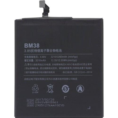 BM38 Battery For Xiaomi Mi4S Battery BM38 3210Mah 100% New Replacement Battery For Xiaomi Mi 4S Cell phone