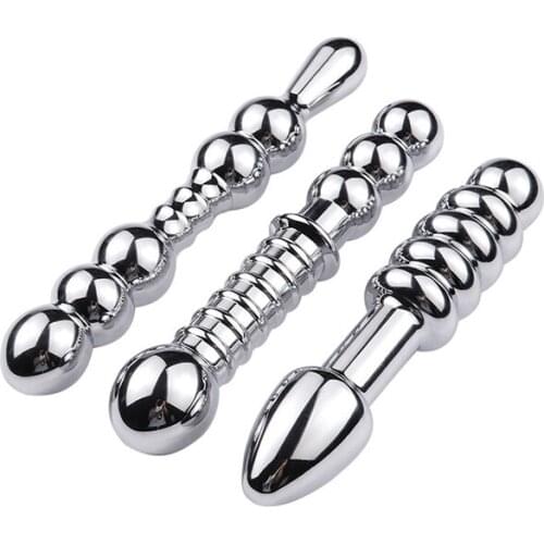Male Two-headed Butt Plug Stainless Steel Anal Expander Stimulator Prostate Massage G Spot Plug Smooth Touch Sex Toy for Women
